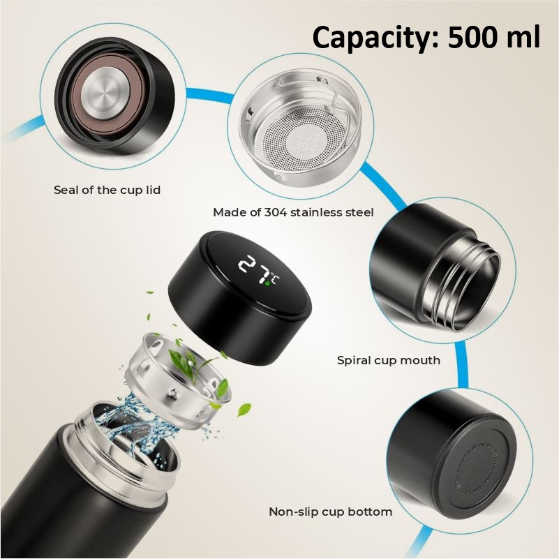 Smart LED Stainless Steel Water Bottle (500ml) thumbnail