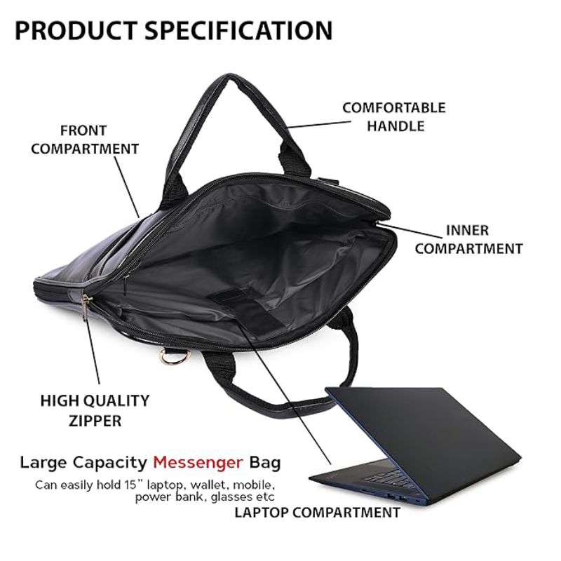 Black Leather Laptop Bag thumbnail