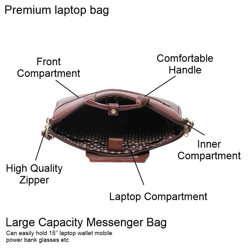 Premium Brown Leather Laptop Bag thumbnail
