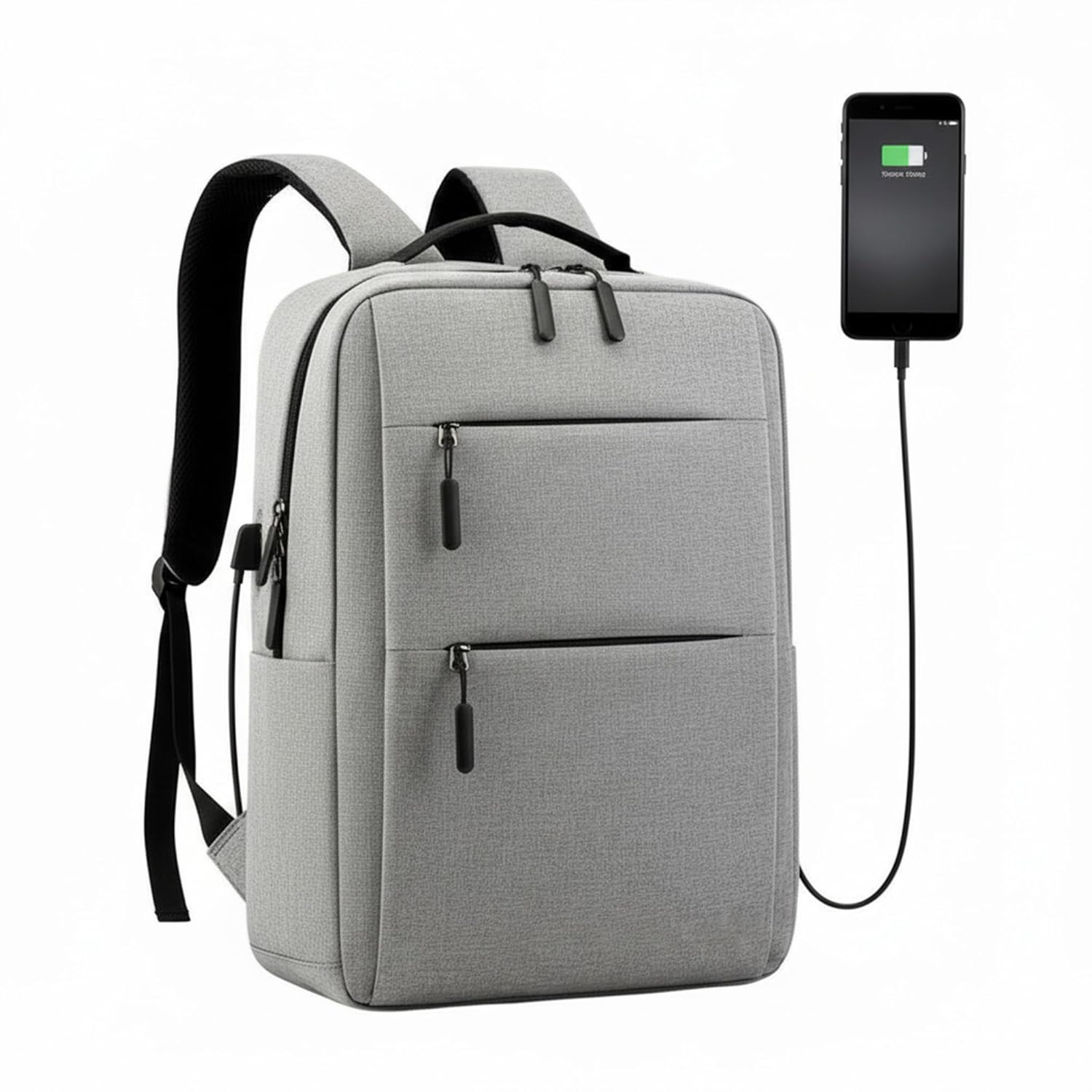 Grey Fabric Laptop Backpack thumbnail