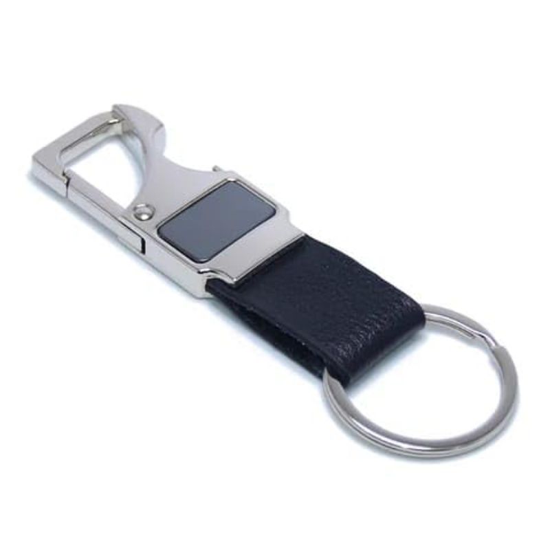Metal Keychain with Leather Strap thumbnail