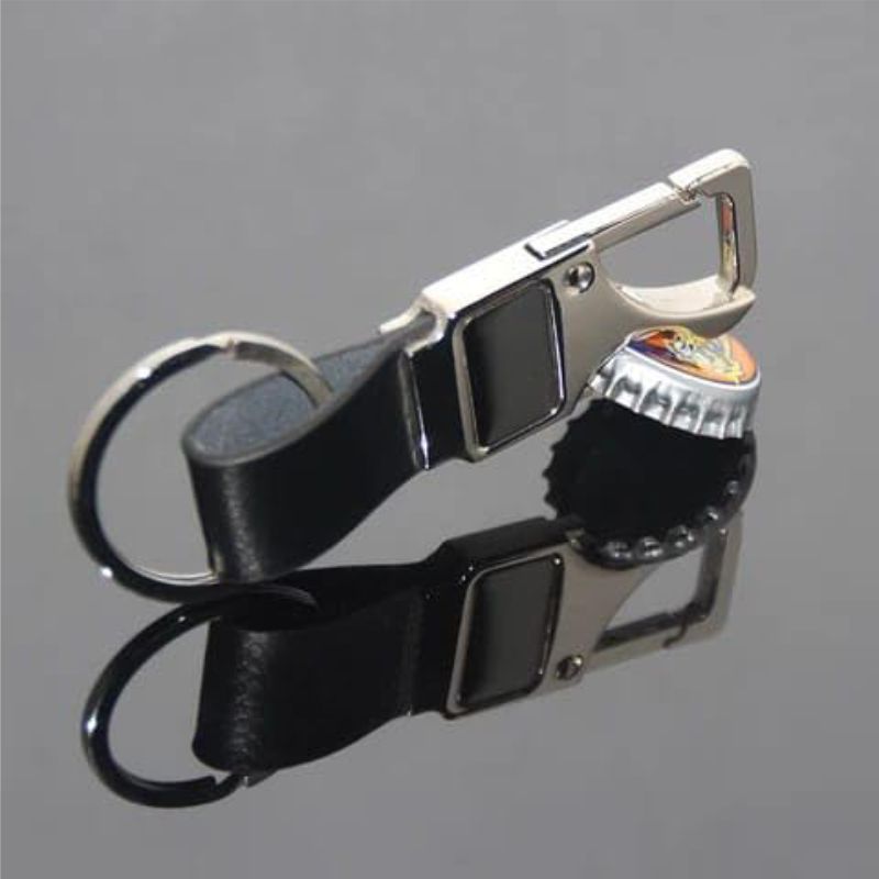 Metal Keychain with Leather Strap thumbnail