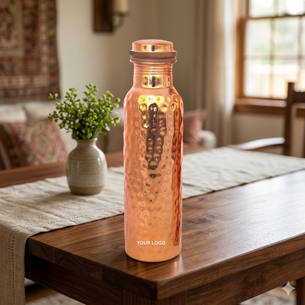 Copper Bottle with Hammered Finish