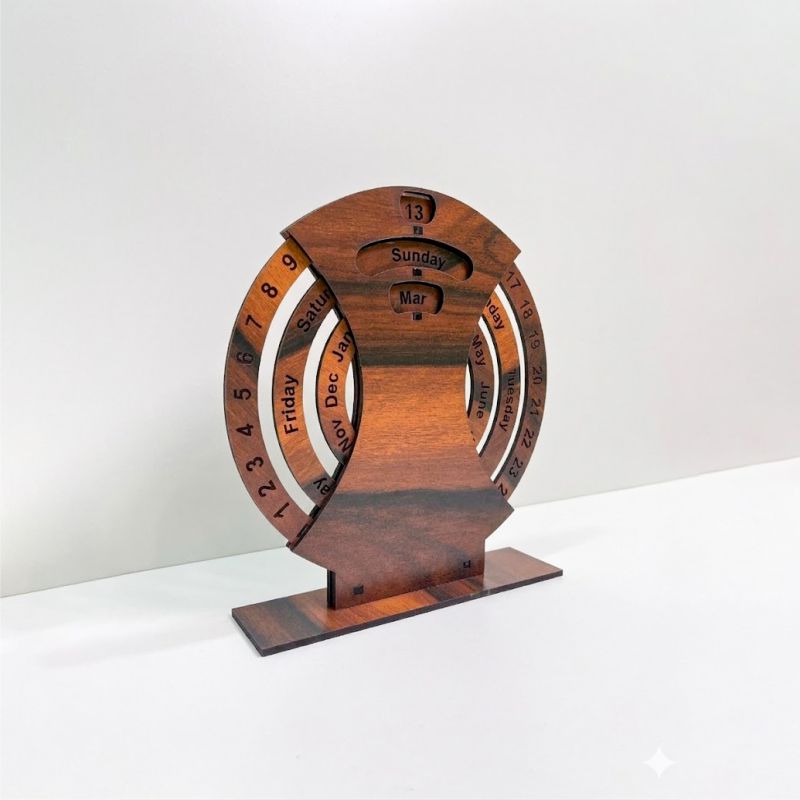 Premium Wooden Circular Desk Calendar thumbnail