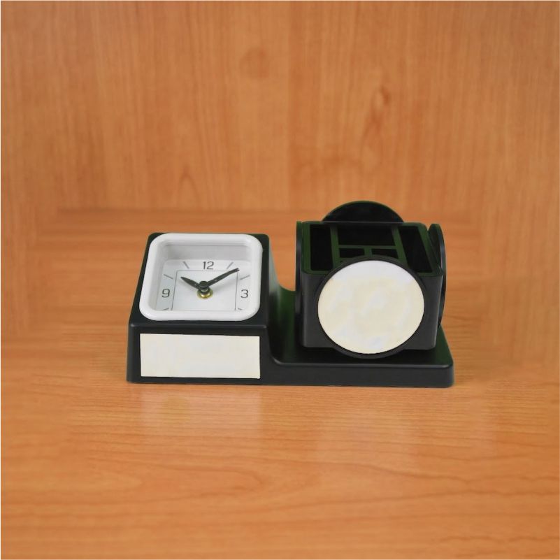 3-in-1 Desk Organizer with Analog Clock thumbnail