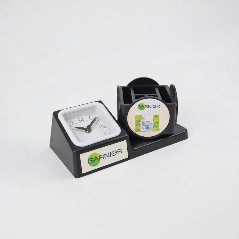 3-in-1 Desk Organizer with Analog Clock thumbnail
