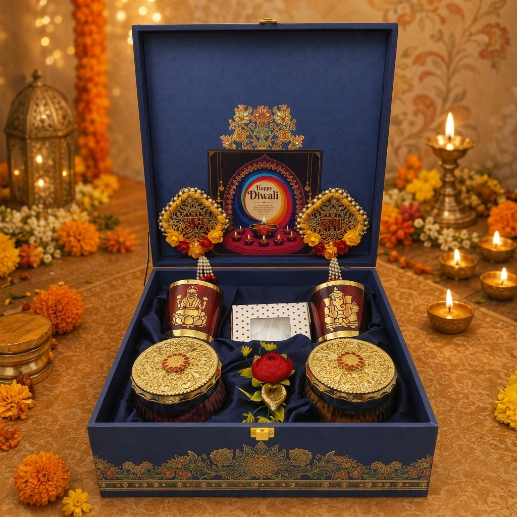 Premium Blue Velvet Diwali Gift Hamper